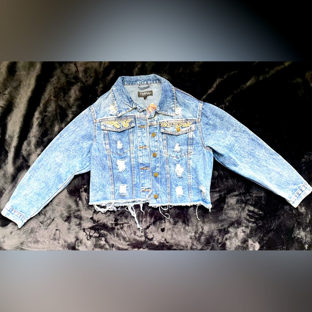 NEW!! Super Cute!! THRILL DISTRESSED JACKET!! - Picture 6 of 6